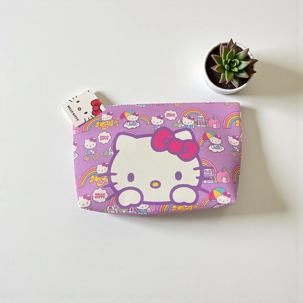 Hello Kitty Purple Lavender Cosmetic Bag‎ Pouch Rainbow Dream Zipper Closure